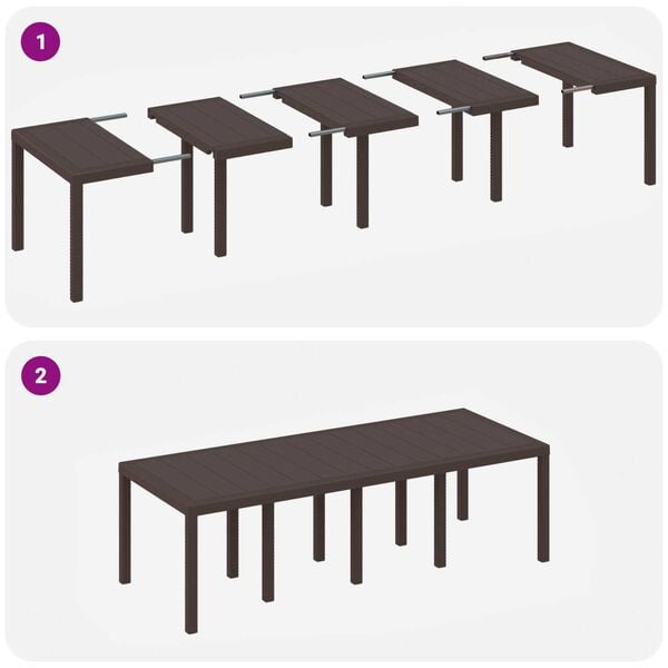 vidaXL Τραπέζι Κήπου Καφέ 250x100x73 cm Poly Rattan