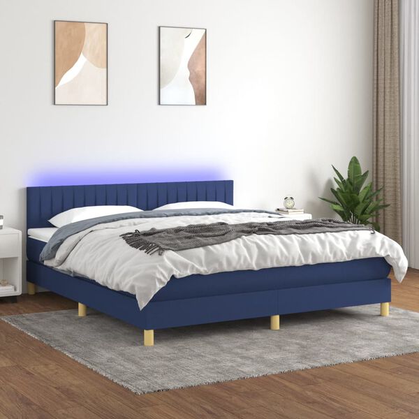 vidaXL &Kappa;&rho;&epsilon;&beta;ά&tau;&iota; Boxspring &mu;&epsilon; &Sigma;&tau;&rho;ώ&mu;&alpha; & LED &Mu;&pi;&lambda;&epsilon; 160x200 &epsilon;&kappa;. &Upsilon;&phi;&alpha;&sigma;&mu;ά&tau;&iota;&nu;&omicron;