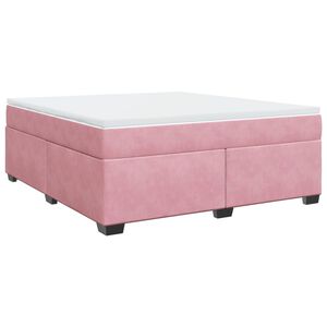 vidaXL Κρεβάτι Boxspring με Στρώμα Ροζ 180x200 εκ. Βελούδινο