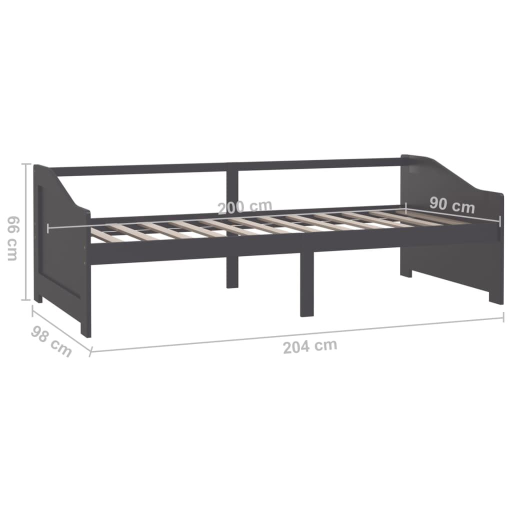 vidaXL Καναπές Κρεβάτι 3 Θέσεων Σκ. Γκρι 90x200 εκ. Μασίφ Ξύλο Πεύκου