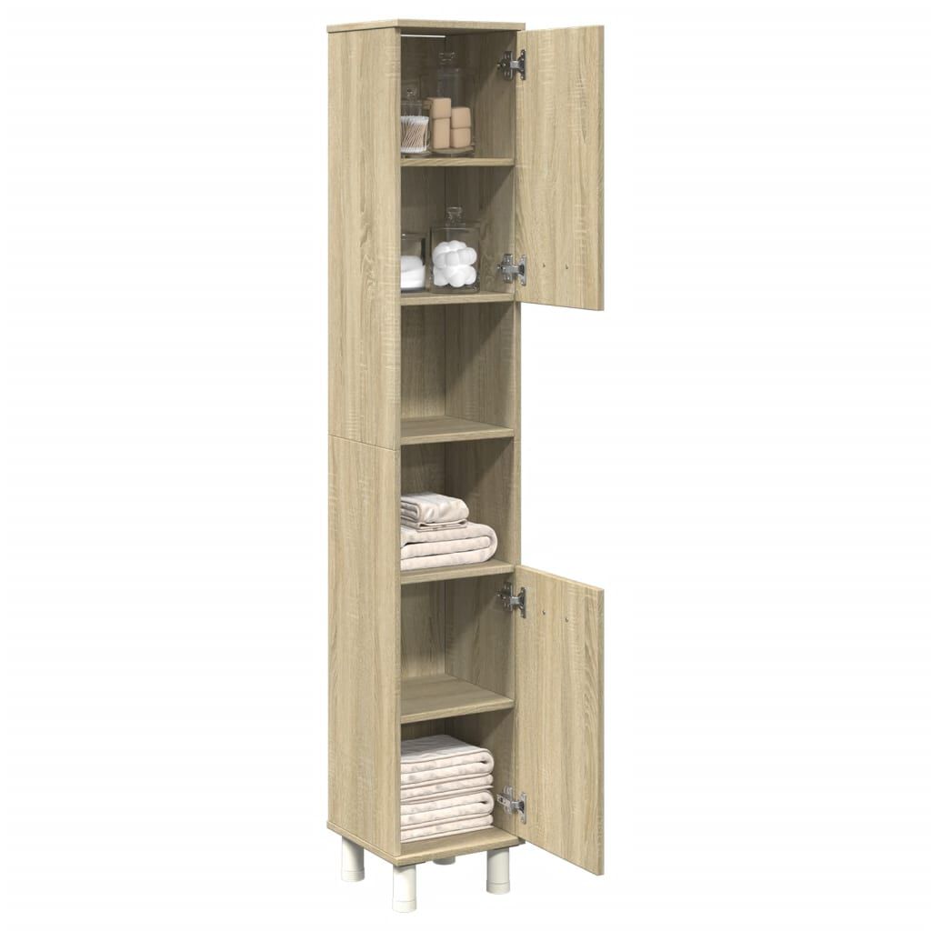 vidaXL Ντουλάπι Μπάνιου Sonoma Δρυς 30,5x30x179 εκ. από Επεξεργ. Ξύλο
