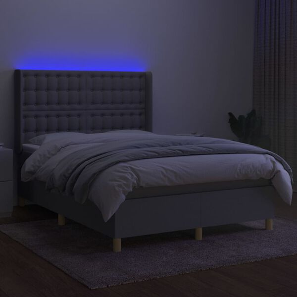 vidaXL &Kappa;&rho;&epsilon;&beta;ά&tau;&iota; Boxspring &mu;&epsilon; &Sigma;&tau;&rho;ώ&mu;&alpha; & LED &Alpha;&nu;.&Gamma;&kappa;&rho;&iota; 140x200&epsilon;&kappa;. &Upsilon;&phi;&alpha;&sigma;&mu;ά&tau;&iota;&nu;&omicron;