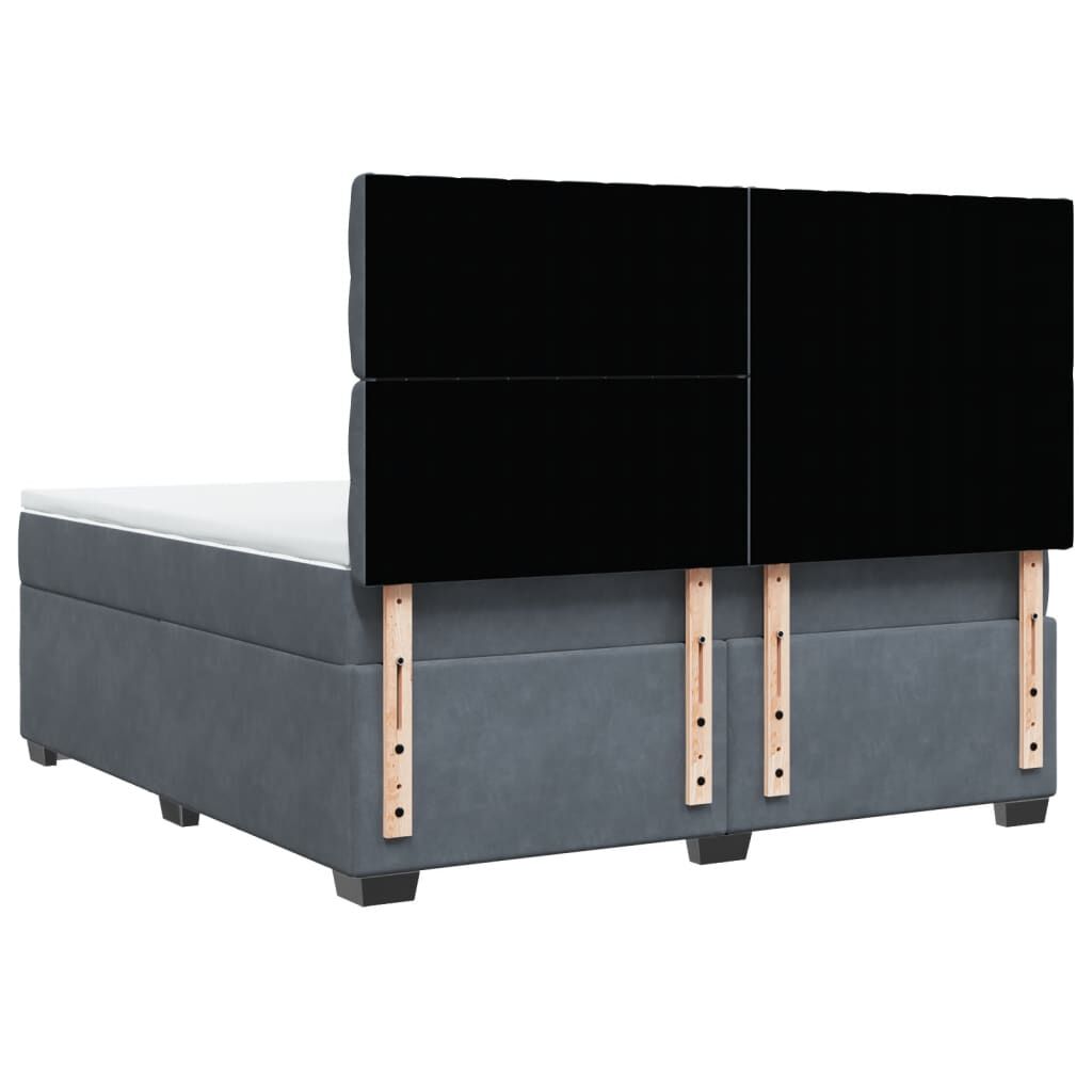 vidaXL Κρεβάτι Boxspring με Στρώμα Σκούρο Γκρι 180x200 εκ. Βελούδινο