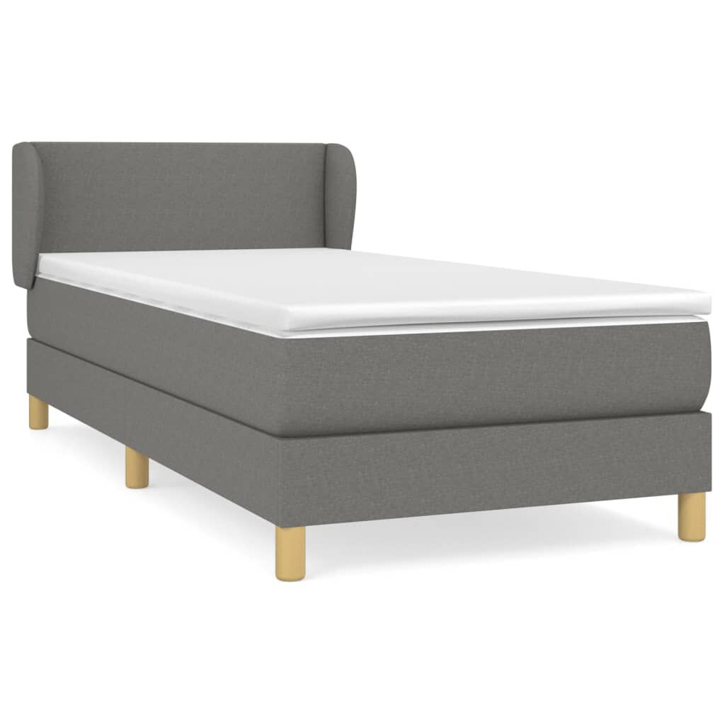vidaXL Κρεβάτι Boxspring με Στρώμα Σκούρο Γκρι 80x200 εκ. Υφασμάτινο