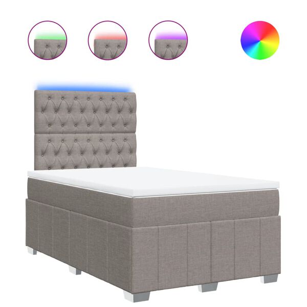 vidaXL Κρεβάτι Boxspring με Στρώμα Taupe 120x200 εκ. Υφασμάτινο