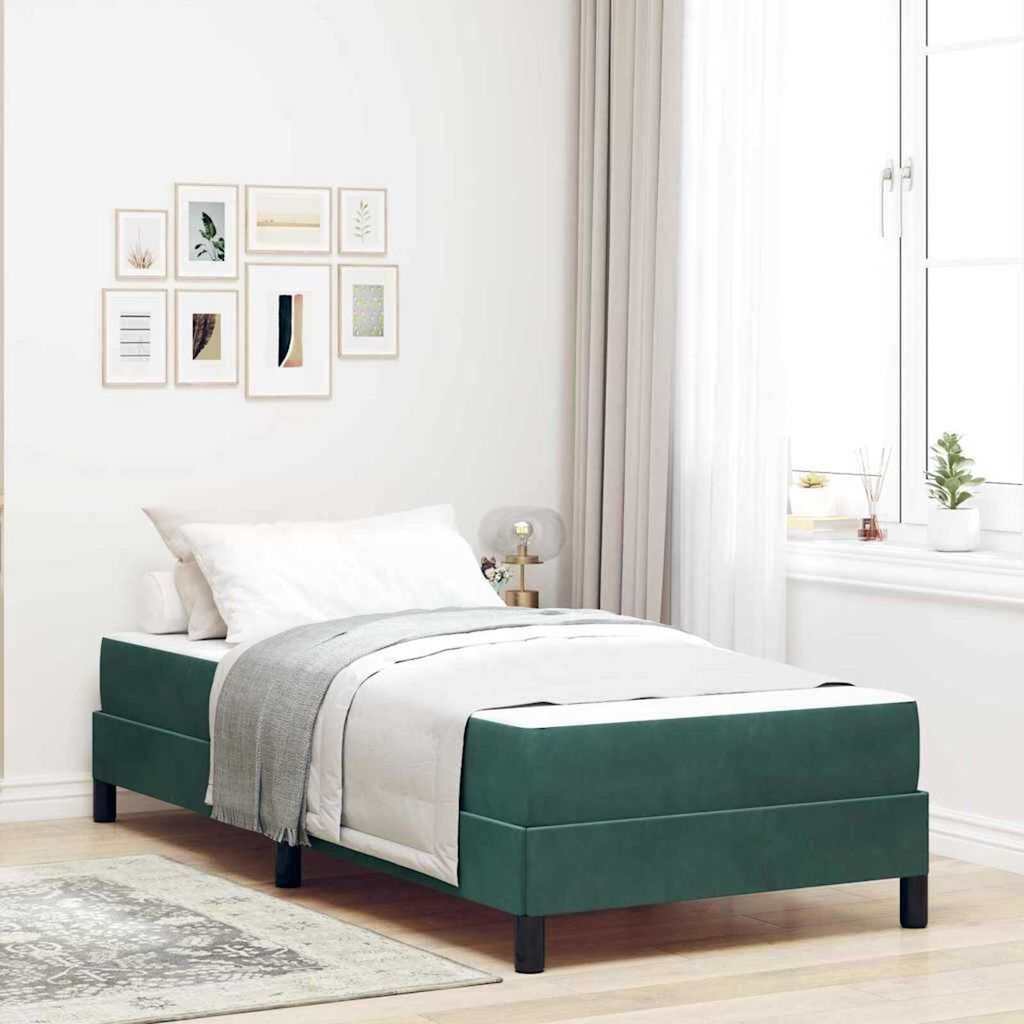 vidaXL Κρεβάτι box spring με στρώμα Σκούρο Πράσινο 80 x 200 cm Βελούδο