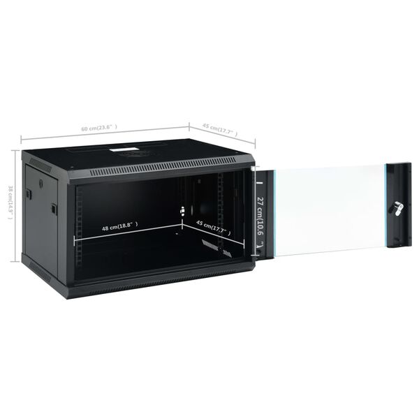 vidaXL Καμπίνα Δικτύου Επιτοίχια 6U 19'' IP20 600x450x375 χιλ.