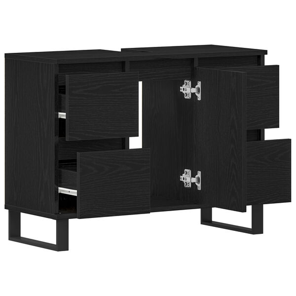 vidaXL Ντουλάπι Μπάνιου Μαύρη δρυς 80 x 33 x 60 εκ Επεξεργασμένο ξύλο