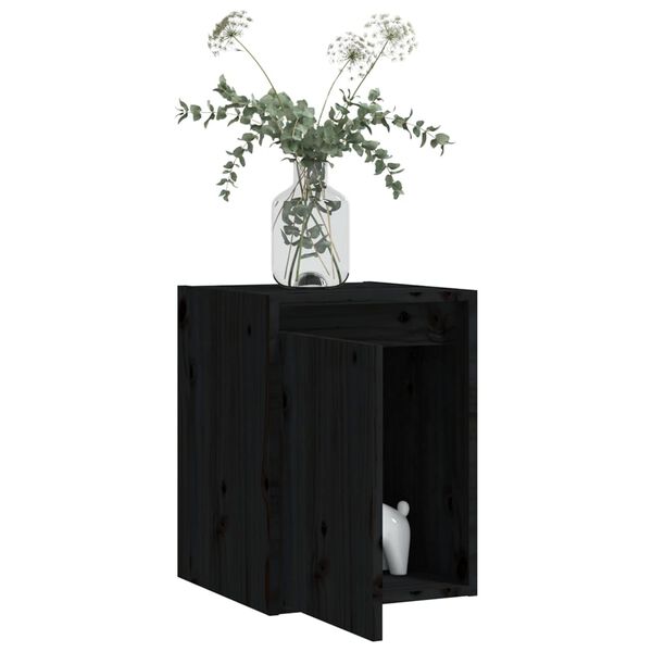 vidaXL Ντουλάπι Τοίχου Μαύρο 30 x 30 x 40 εκ. από Μασίφ Ξύλο Πεύκου