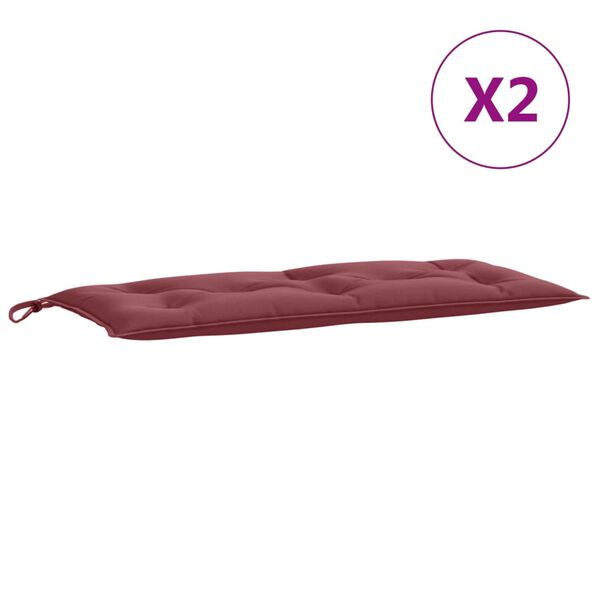 vidaXL Μαξιλάρια Πάγκου Κήπου 2 τεμ. Μπορντό Μελανζέ 100x50x7 εκ. Ύφ.