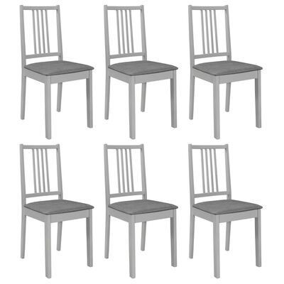 vidaXL Καρέκλες Τραπεζαρίας με Μαξιλάρια 6 τεμ. Γκρι από Μασίφ Ξύλο