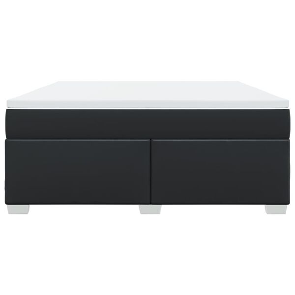 vidaXL Κρεβάτι Boxspring με Στρώμα Μαύρο 180x200εκ.από Συνθετικό Δέρμα