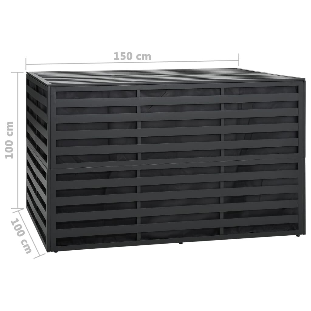 vidaXL Μπαούλο Αποθήκευσης Κήπου Ανθρακί 150x100x100 εκ. Αλουμινίου