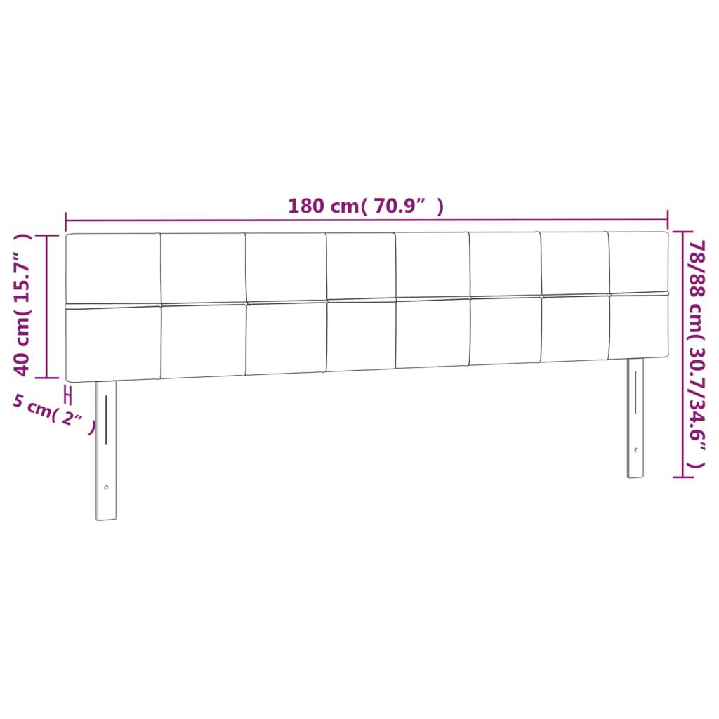 vidaXL Κεφαλάρι Κρεβατιού LED Ροζ 180x5x78/88 εκ. Βελούδινο