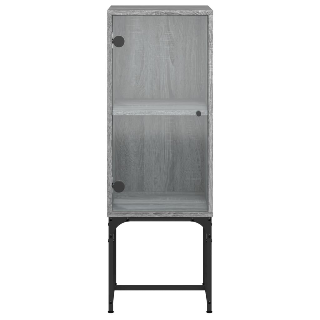 vidaXL Βοηθητικό Ντουλάπι Sonoma Γκρι 35x37x100 εκ. με Γυάλινες Πόρτες