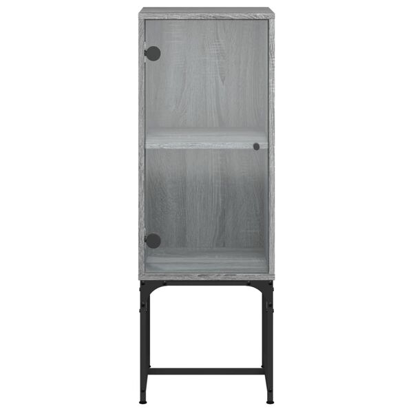 vidaXL Βοηθητικό Ντουλάπι Sonoma Γκρι 35x37x100 εκ. με Γυάλινες Πόρτες