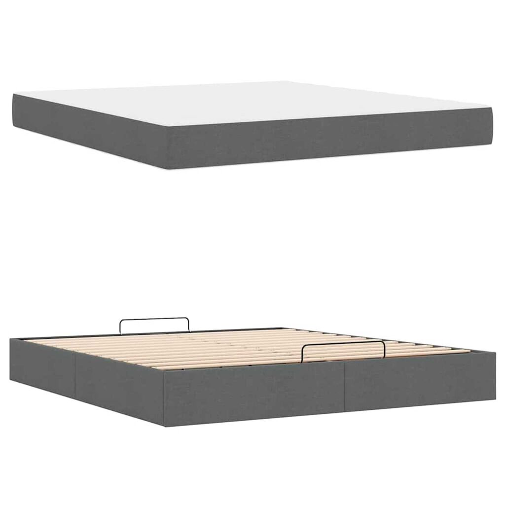 vidaXL Σκελετός Κρεβατιού Σκούρο γκρι 180 x 200 cm ύφασμα