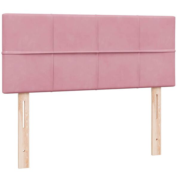 vidaXL Box Spring κρεβάτι με στρώμα ροζ 120x220 cm Βελούδινο