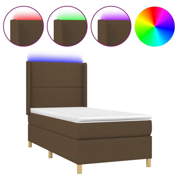 vidaXL &Kappa;&rho;&epsilon;&beta;ά&tau;&iota; Boxspring &mu;&epsilon; &Sigma;&tau;&rho;ώ&mu;&alpha; & LED &Sigma;&kappa;.&Kappa;&alpha;&phi;έ 90x190 &epsilon;&kappa;. &Upsilon;&phi;&alpha;&sigma;&mu;ά&tau;&iota;&nu;&omicron;