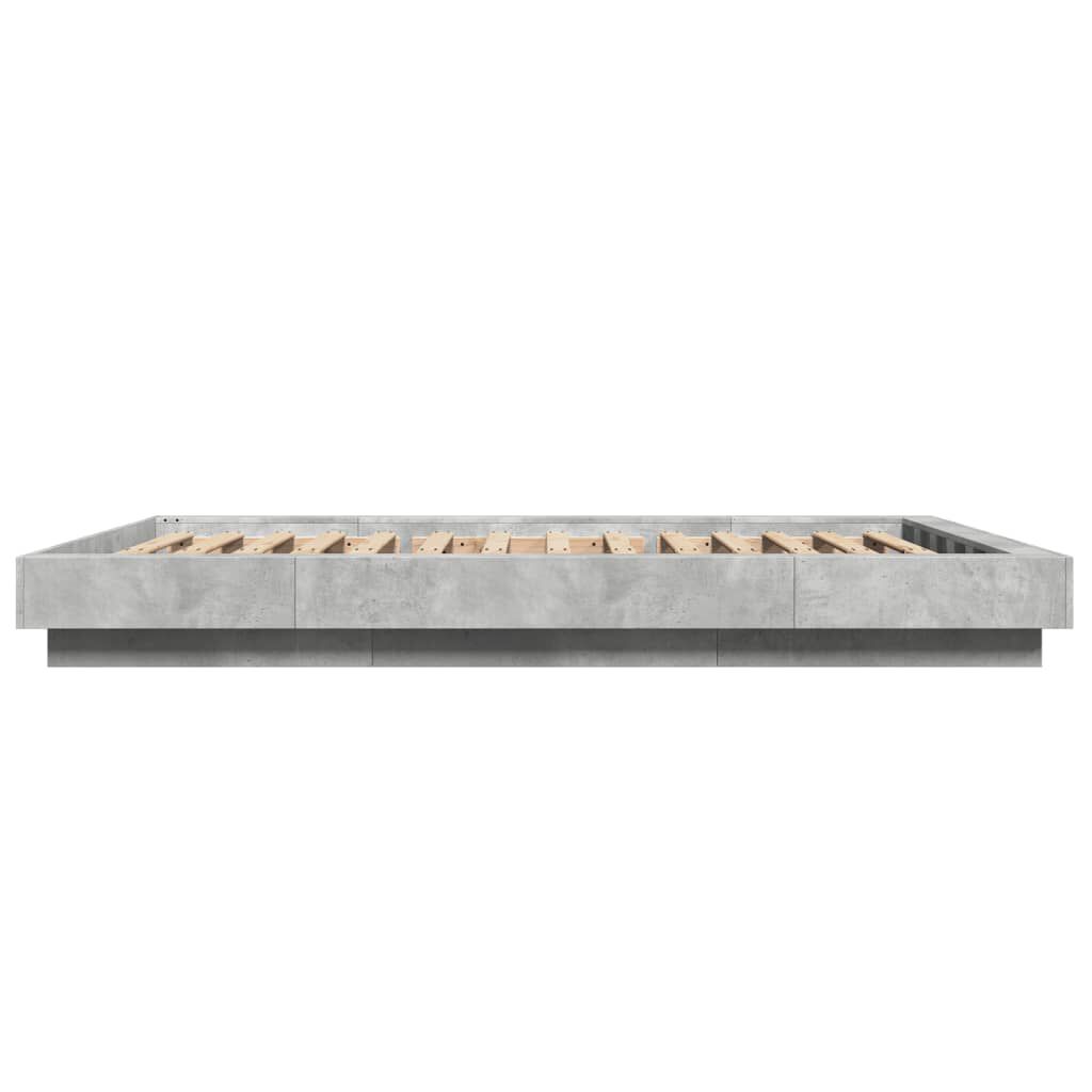 vidaXL Πλαίσιο Κρεβατιού με LED Γκρι Σκυρ. 140x190 εκ. Επεξ. Ξύλο