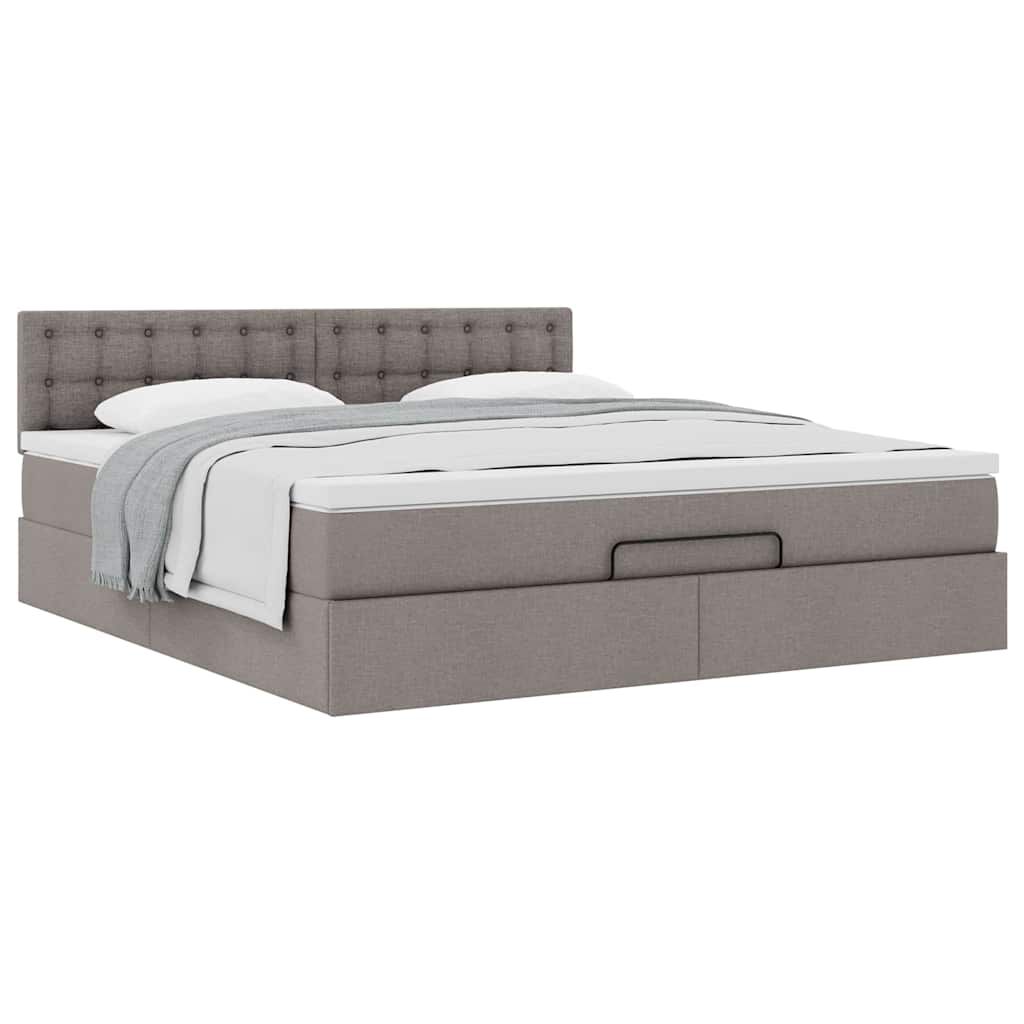vidaXL Οθωμανικό κρεβάτι με στρώμα Taupe 180x200cm ύφασμα
