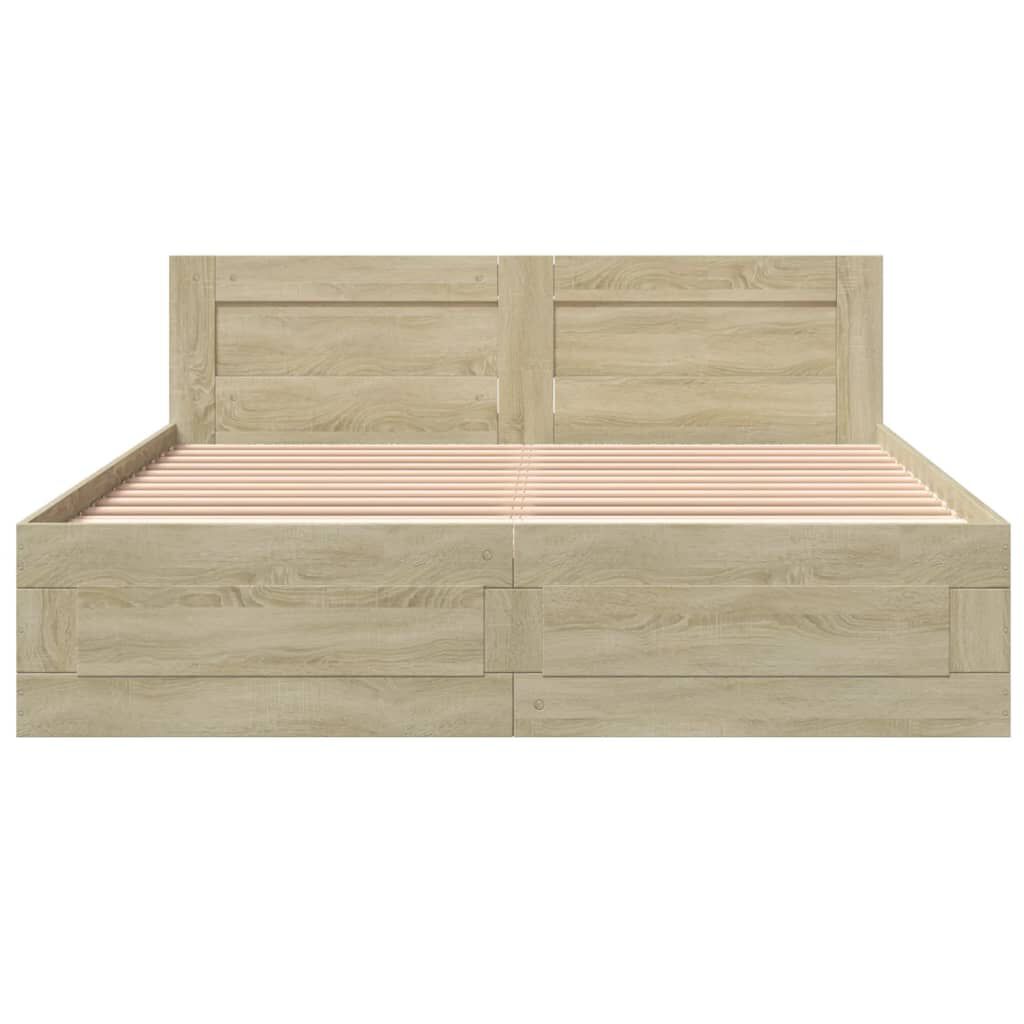 vidaXL Πλαίσιο Κρεβατιού με Κεφαλάρι Sonoma Δρυς 150x200εκ. Επεξ. Ξύλο