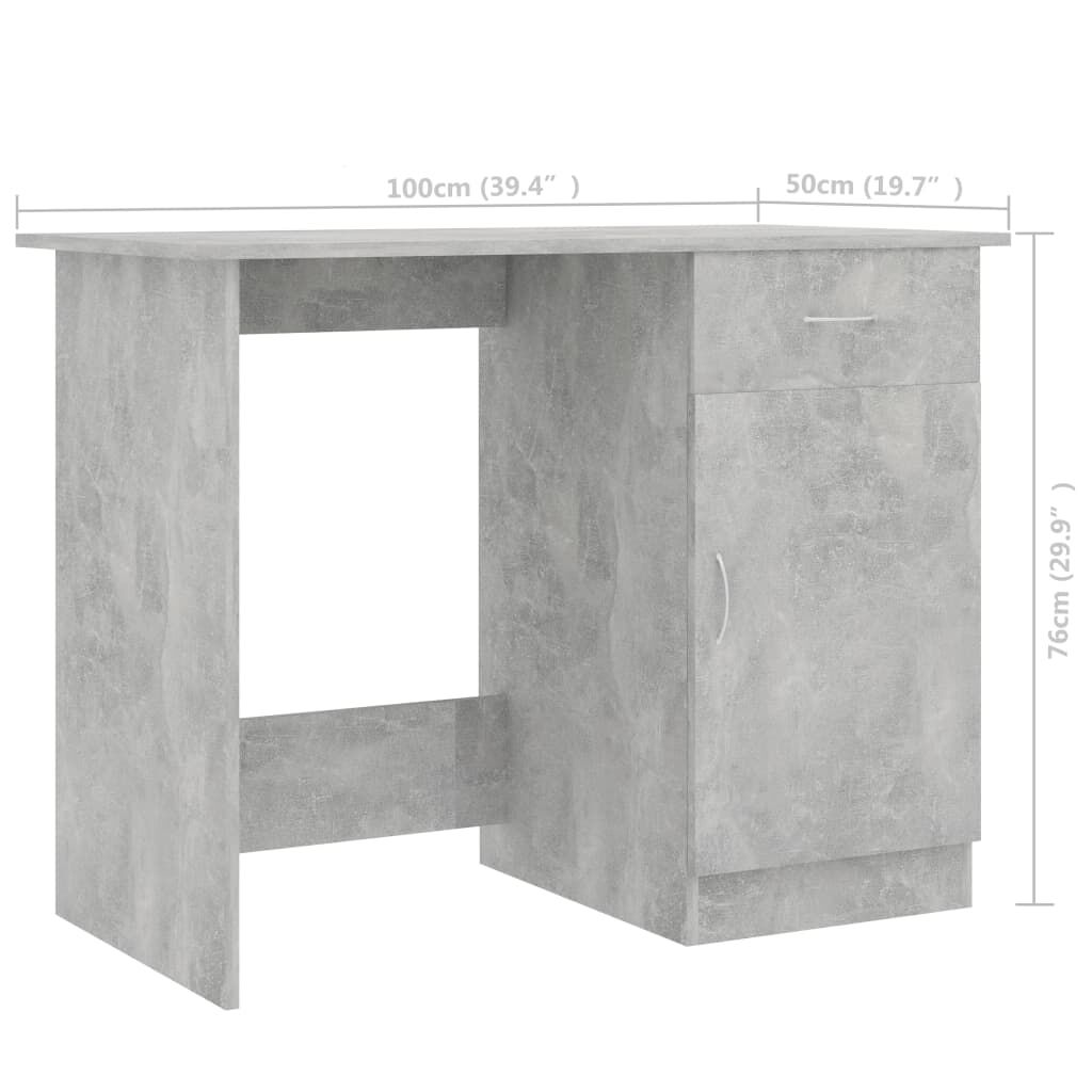 vidaXL Γραφείο Γκρι Σκυροδέματος 100 x 50 x 76 εκ. από Επεξ. Ξύλο