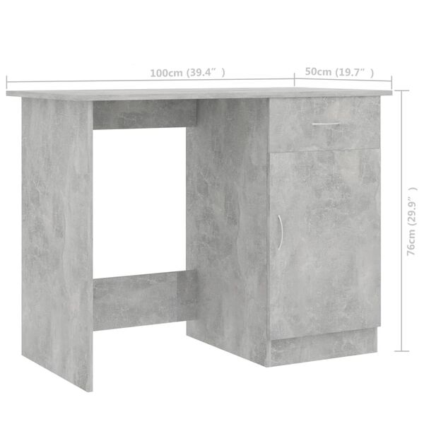 vidaXL Γραφείο Γκρι Σκυροδέματος 100 x 50 x 76 εκ. από Επεξ. Ξύλο