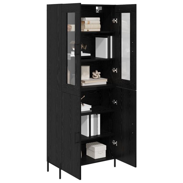 vidaXL Highboard &Mu;&alpha;ύ&rho;&eta; &Omicron;&xi;&upsilon;ά 69,5 x 34 x 180 &epsilon;&kappa;. &Epsilon;&pi;&epsilon;&xi;&epsilon;&rho;&gamma;&alpha;&sigma;&mu;έ&nu;&omicron; &xi;ύ&lambda;&omicron;
