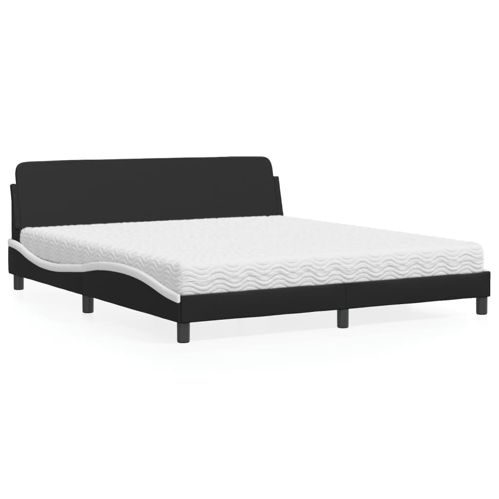 vidaXL Κρεβάτι με Στρώμα Μαύρο/Λευκό 180x200 εκ. από Συνθετικό δέρμα
