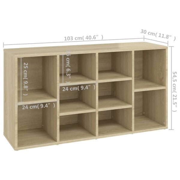 vidaXL Παπουτσοθήκη Sonoma Δρυς 103 x 30 x 55 εκ. από Επεξ. Ξύλο