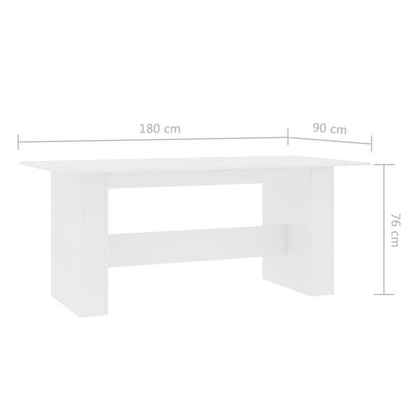 vidaXL Τραπεζαρία Λευκή 180 x 90 x 76 εκ. από Επεξ. Ξύλο