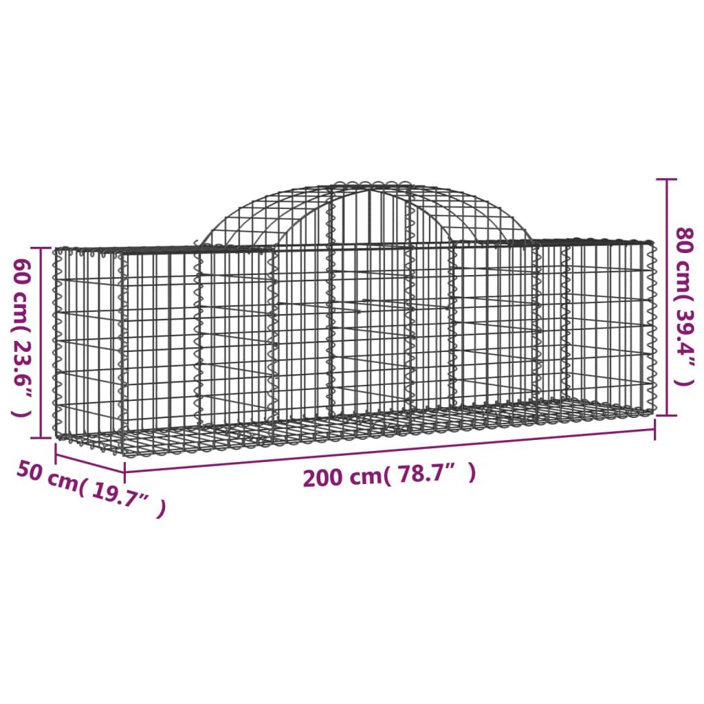 vidaXL Συρματοκιβώτια Τοξωτά 15 τεμ. 200x50x60/80 εκ. Γαλβαν. Ατσάλι