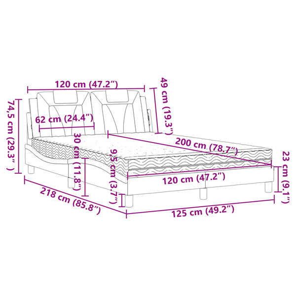 vidaXL Κρεβάτι με Στρώμα Λευκό 120x200 εκ.από Συνθετικό Δέρμα