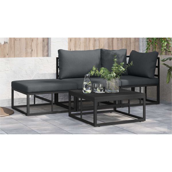 vidaXL Σετ Καναπέ Κήπου 3 pcs Μαύρο 211.5 x 71.5 x 71 εκ Αλουμίνιο