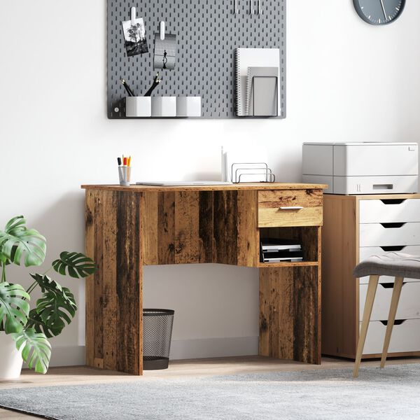 vidaXL Γραφείο με Αποθήκευση Παλιού Ξύλου 90x49.5x75 εκ. Επεξεργασμένο ξύλο