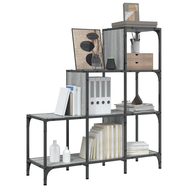 vidaXL Βιβλιοθήκη Γκρι Sonoma 92x30x102 εκ. Επεξεργ. Ξύλο & Μέταλλο