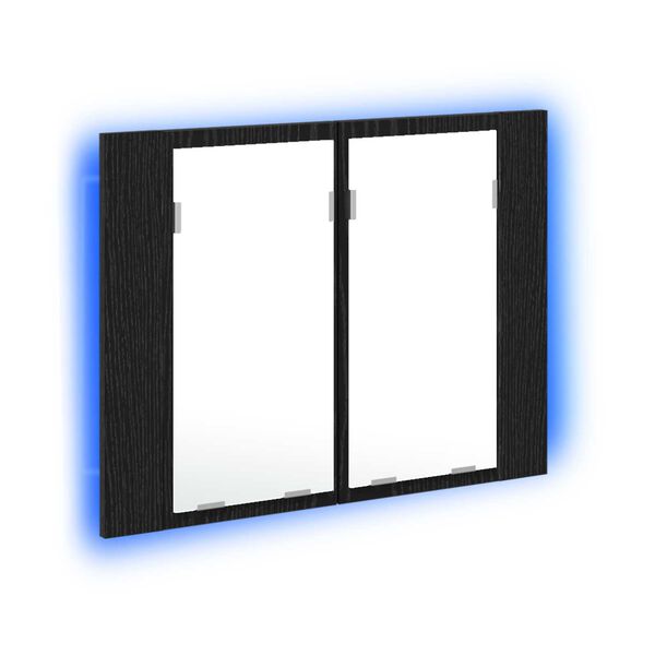 vidaXL LED Καθρέφτης Μπάνιου Ντουλάπας Μαύρο Δρυς 60x12x45 εκ. Από Ξύλο