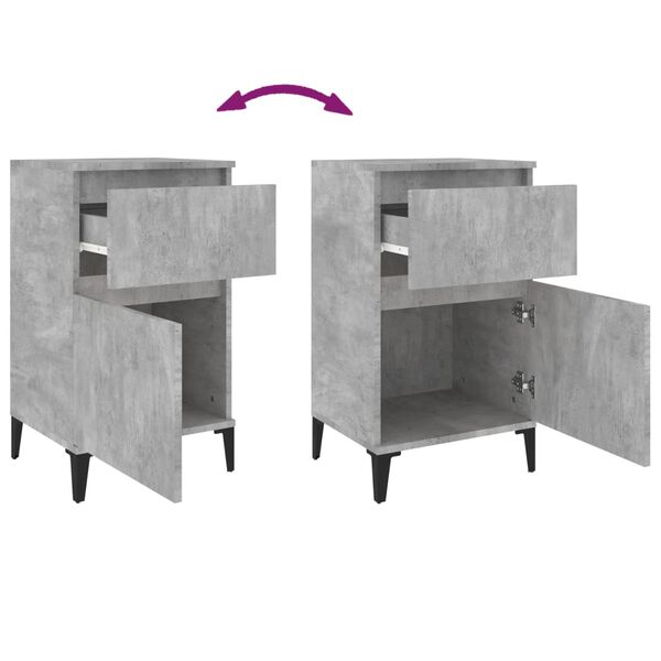 vidaXL Κομοδίνα 2 τεμ. Γκρι Σκυροδέματος 40x35x70 εκ.