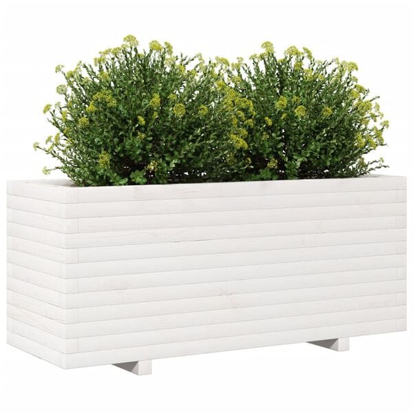 vidaXL Ζαρντινιέρα Κήπου Λευκή 110x40x49,5 εκ. από Μασίφ Ξύλο Πεύκου