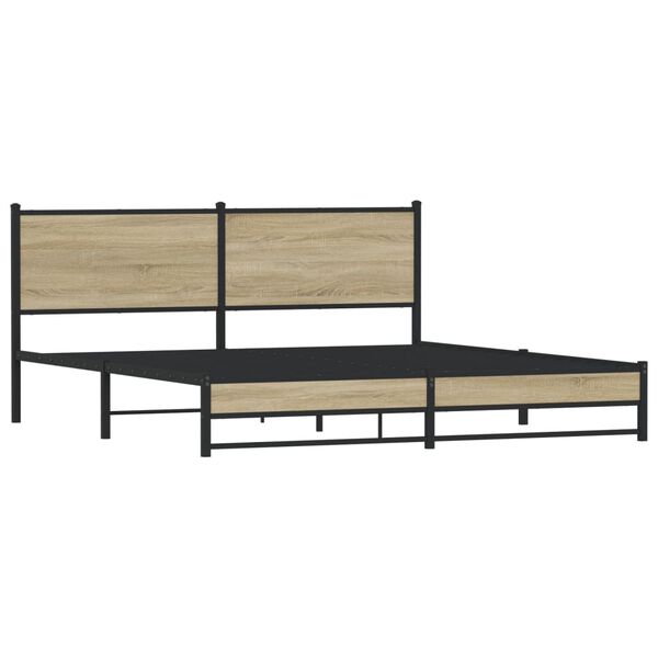 vidaXL Σκελετός Κρεβ. Χωρίς Στρώμα Sonoma Δρυς 160x200 εκ. Μεταλλικό