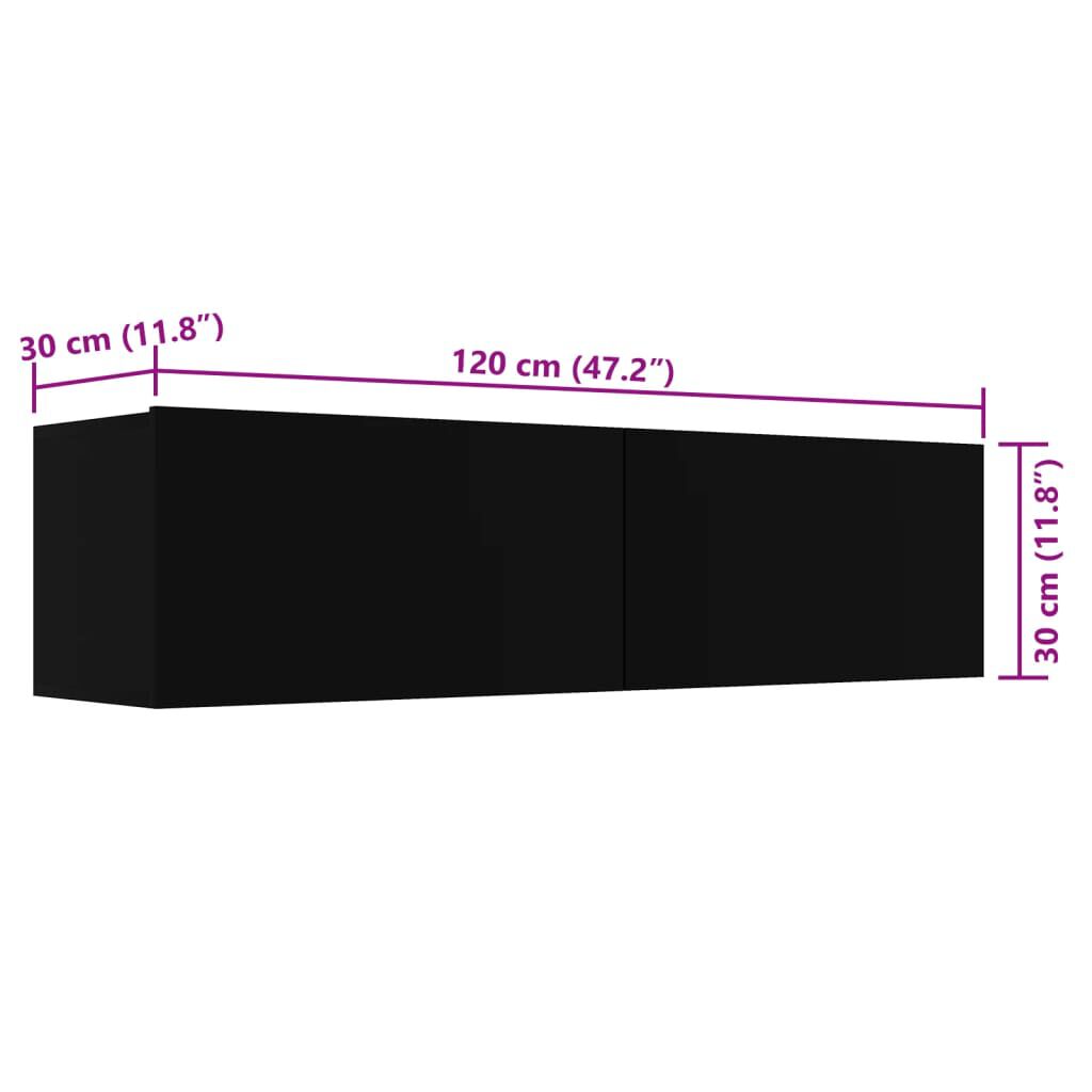 vidaXL Έπιπλο Τηλεόρασης Μαύρο 120 x 30 x 30 εκ. από Επεξ. Ξύλο