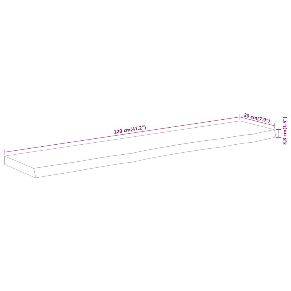 vidaXL Ράφι Επιτοίχιο Ορθ. Live Edge 120x20x3,8 εκ. Μασίφ Ξύλο Ακακίας