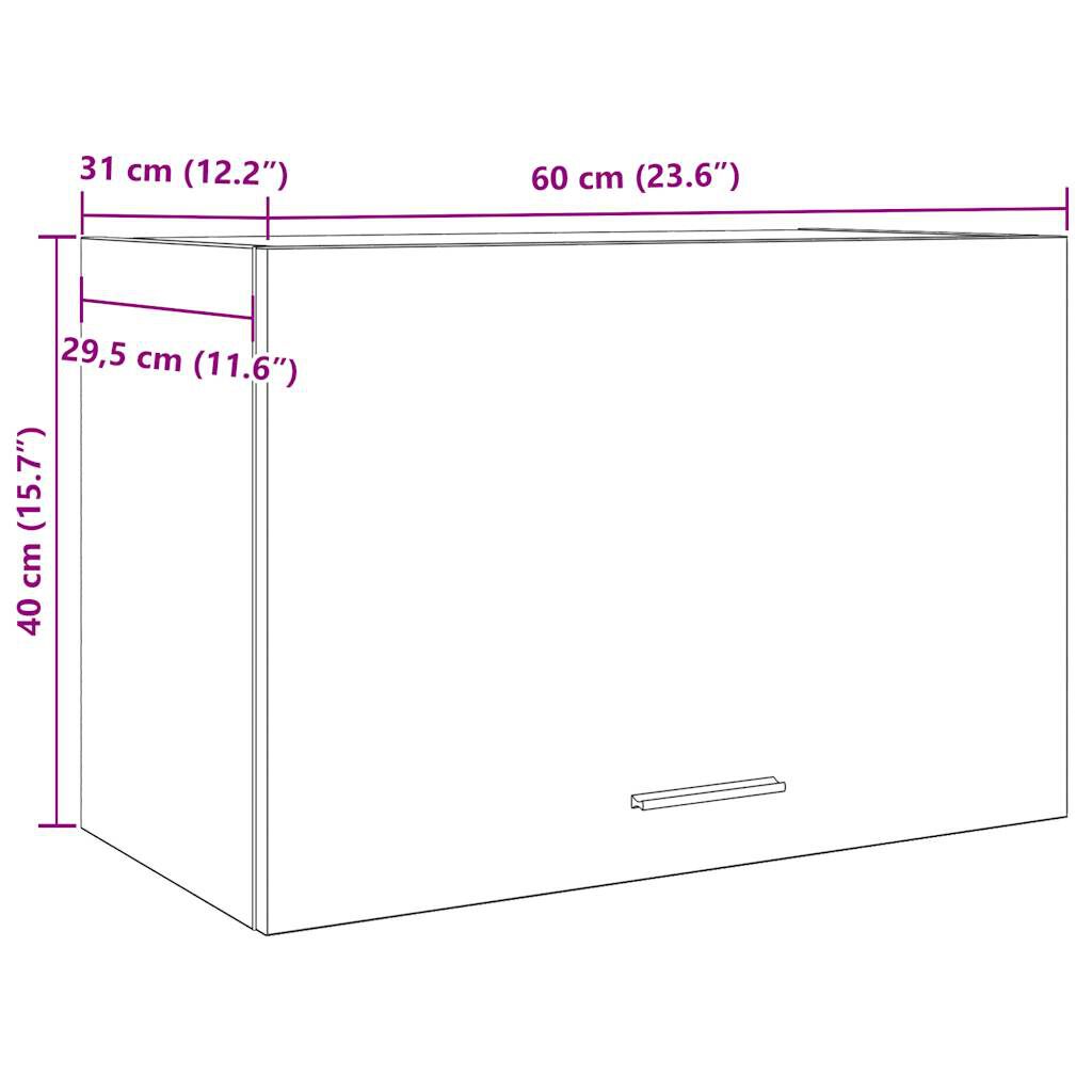 vidaXL Ντουλάπι Κρεμαστό Lyon Καφέ Δρυς 60x31x40εκ. Επεξεργασμένο Ξύλο