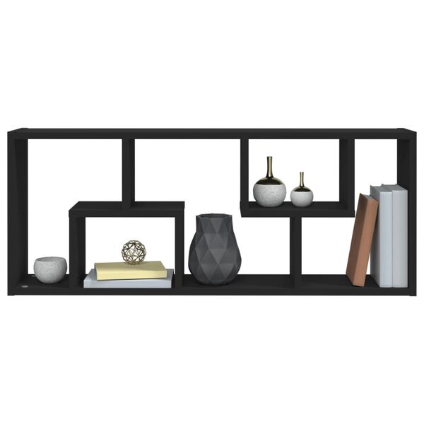 vidaXL Ραφιέρα Τοίχου Μαύρο 36 x 16 x 90 εκ. από Επεξεργασμένο Ξύλο