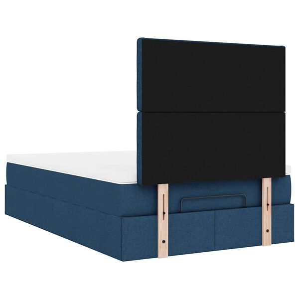 vidaXL Οθωμανικό κρεβάτι με στρώμα μπλε 120x200cm ύφασμα