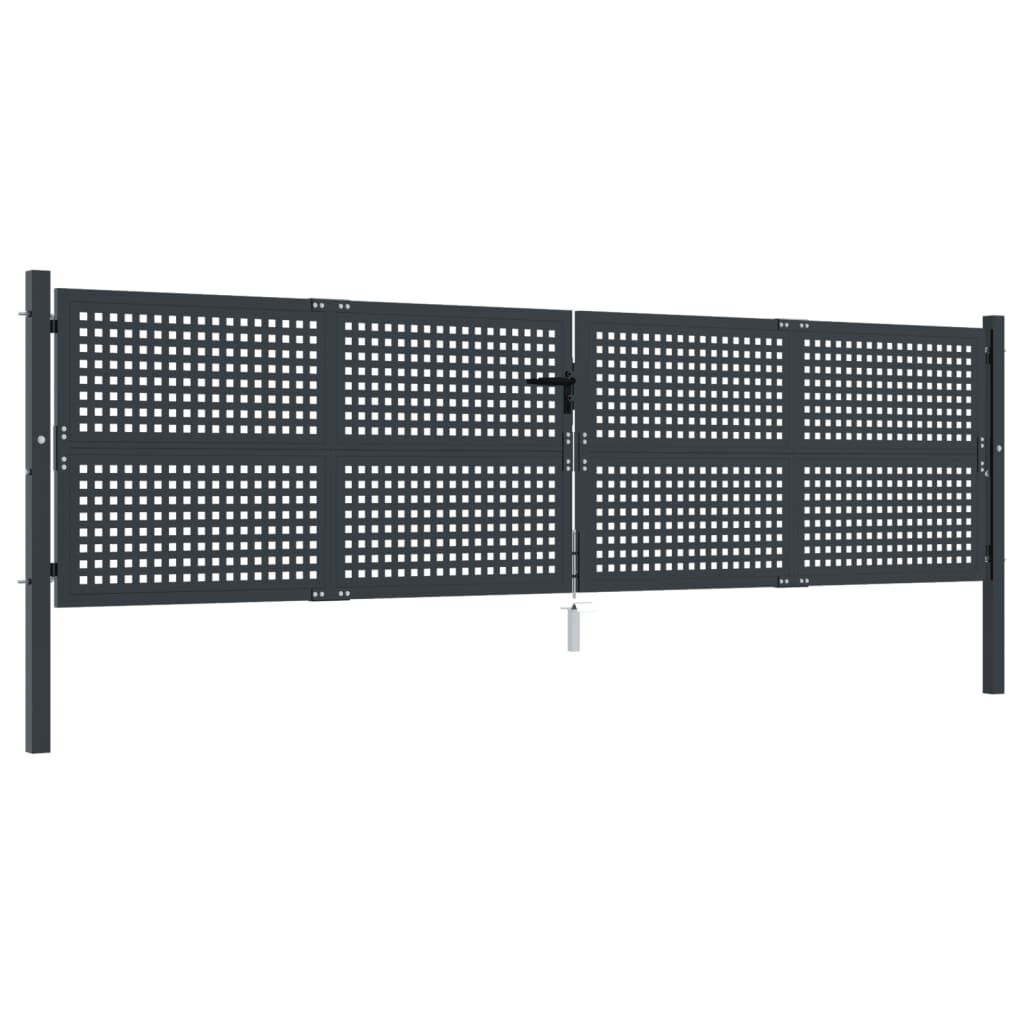 vidaXL Πύλη Κήπου Ανθρακί 400 x 125 εκ. Ατσάλινη