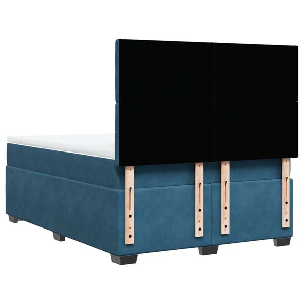 vidaXL Κρεβάτι Boxspring με Στρώμα Μπλε 140x200 εκ. Βελούδινο