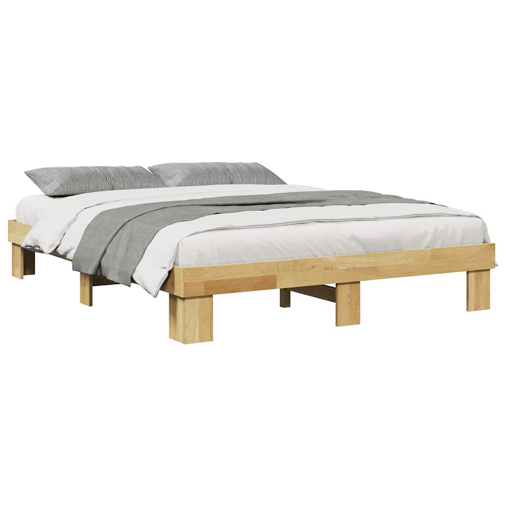 vidaXL Πλαίσιο κρεβατιού χωρίς στρώμα 140x200 cm μασίφ ξύλο δρυς