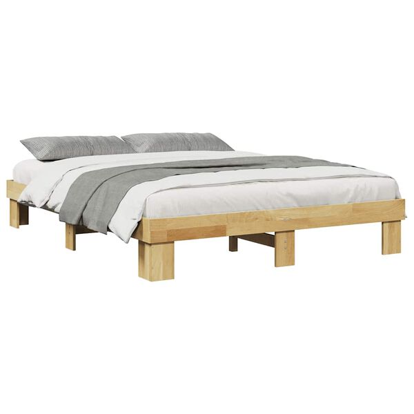 vidaXL Πλαίσιο κρεβατιού χωρίς στρώμα 140x200 cm μασίφ ξύλο δρυς